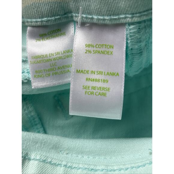 Lilly Pulitzer South Ocean High-Rise Skinny Jeans aqua blue sz 8 raw hem LOGO - Picture 11 of 12